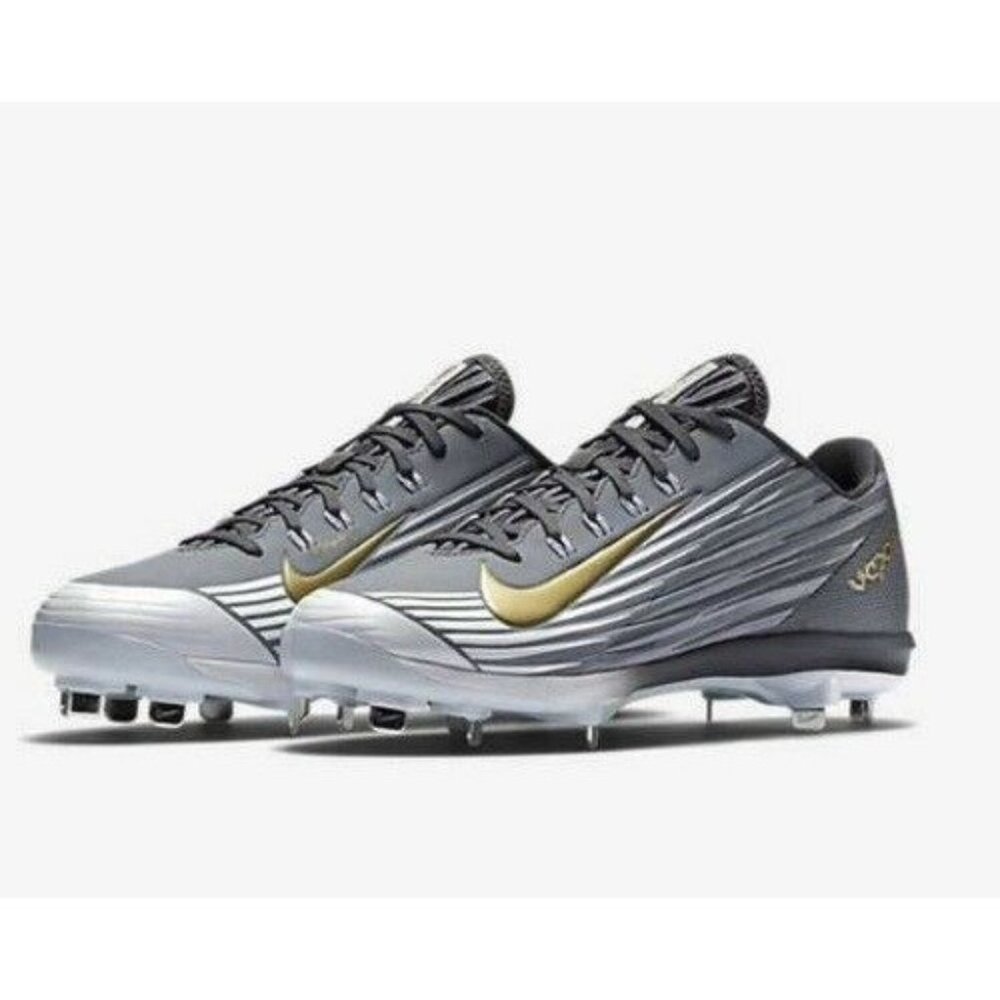 Nike Mens Lunar Vapor Pro Trout 2 Gray Gold Low Metal Baseball Cleats Size 8
